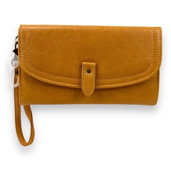 Isabella Wristlet Cell Phone Wallet Compact Purse Yellow Dust Vegan Leather NWT - Picture 11 of 14